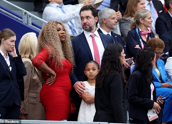 Paris 2024 Olympics - Opening Ceremony - Paris, France - July 26, 2024. Former tennis player Serena Williams and her husband Alexis Ohanian are seen ahead of the opening ceremony of the Paris 2024 Olympics. REUTERS/Phil Noble