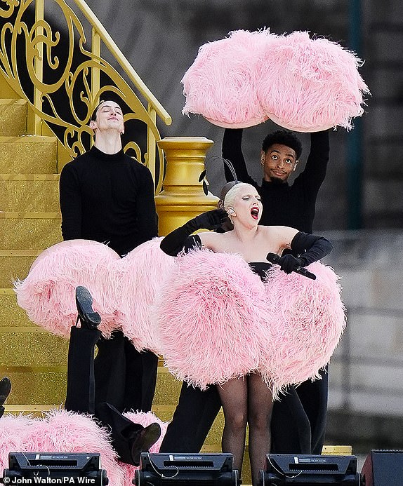 Lady Gaga rehearsing along the Seine ahead of the opening ceremony of the Paris 2024 Olympic Games in France. Picture date: Friday July 26, 2024. PA Photo. Photo credit should read: John Walton/PA WireRESTRICTIONS: Use subject to restrictions. Editorial use only, no commercial use without prior consent from rights holder.