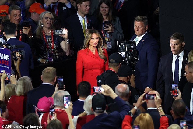 Reid's comment came as she discussed Biden's marriage with first lady Jill and said 'You don't really see Melania.' Melania was given a hero's welcome to the Convention on the final day of the nominating event