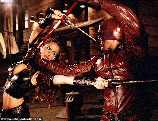 Deadpool & Wolverine sees Garner return to the role of Elektra - which she first played in the 2003 film Daredevil opposite Affleck (left)