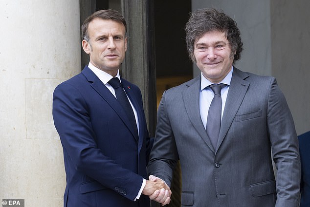 Macron met with President of Argentina Javier Milei this morning ahead of the Olympics opening ceremony