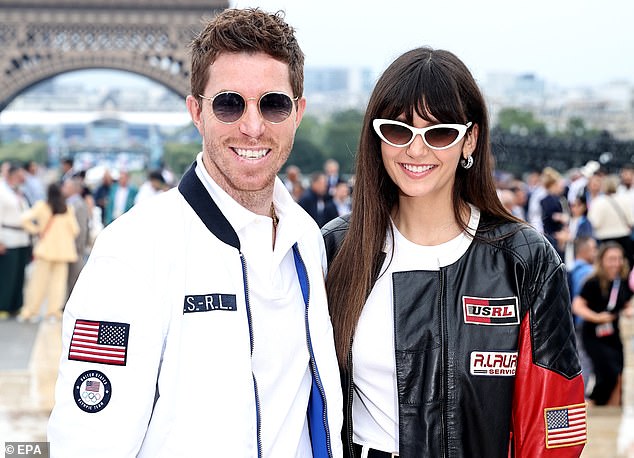 Former US Olympic snowboarded Shuan White and his partner Canadian actress Nina Dobrev attend the ceremony