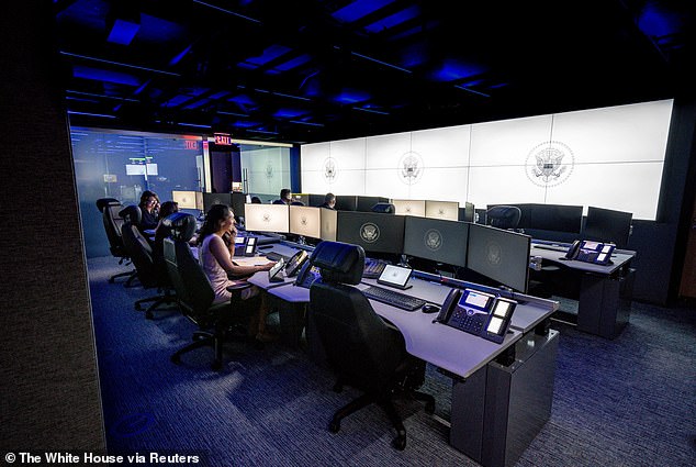 The complex was created in 1961 by the Kennedy administration after the Bay of Pigs invasion. Staff are seen here in the newly renovated complex