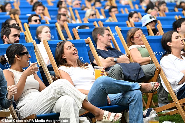 Meanwhile spectators in London's Mayfair fan zone soaked up the sun