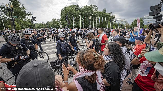 Hundreds flocked to the train station for the anti-Israel protest