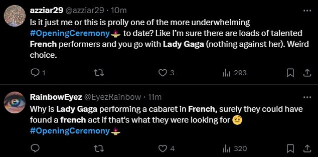 Flocking to X, formerly known as Twitter , fans said her piece 'must have been her worst ever' and slammed her for her French singing