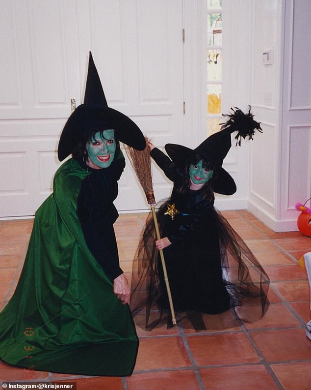 MJ is shown getting into the spirit of Halloween with a young Kendall Jenner in early 2000s