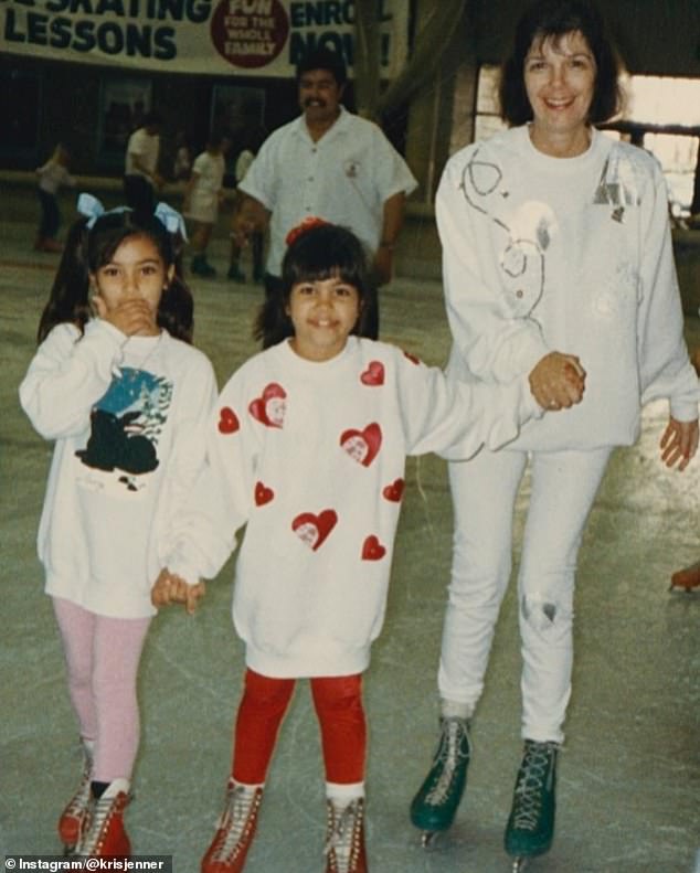 Kim and Kourtney could be seen getting a skating lesson from MJ in the late 1980s