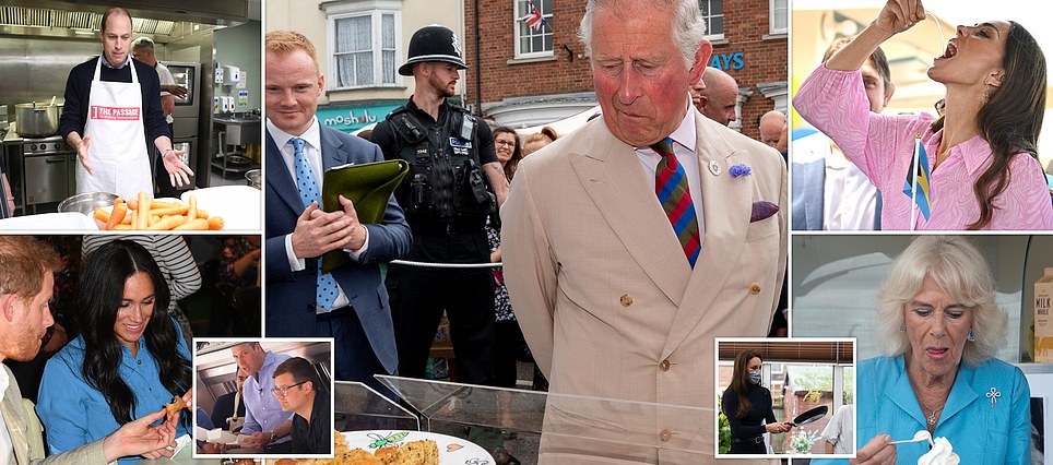 Eat like a King! Camilla tucked into ice cream, Prince William served burgers out of a van