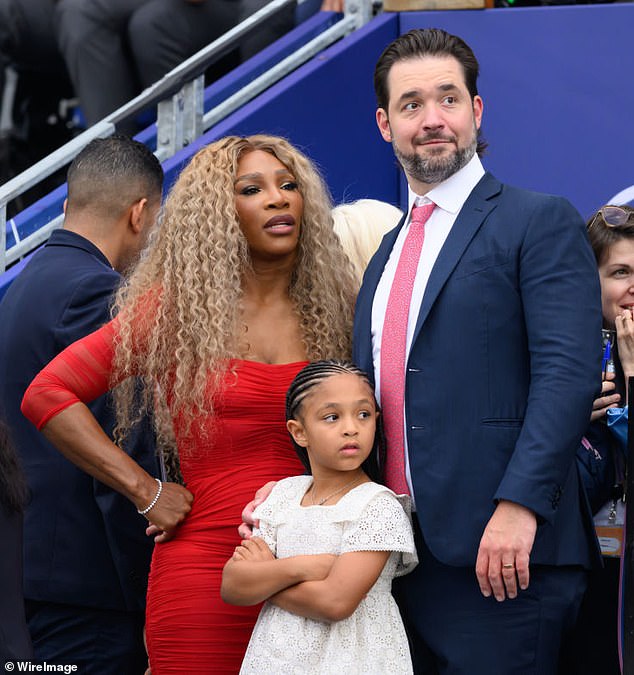 Serena Williams and her daughter, Olympia, were denied access to hotel in Paris on Monday. Pictured: Serena Williams, Alexis Ohanian and their daughter Adira River attend the Opening Ceremony of the Olympic Games Paris 2024 at the Trocadero on July 26, 2024