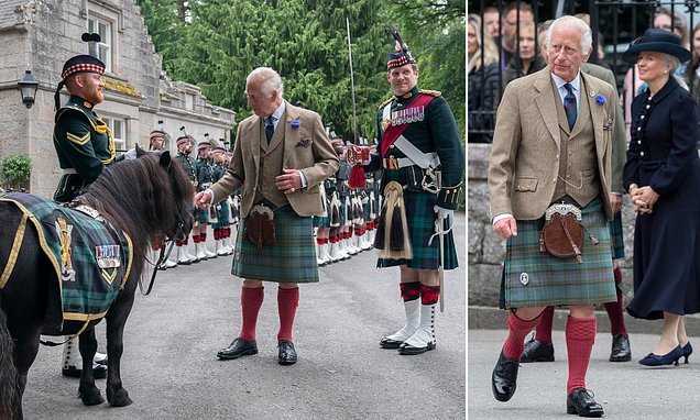 King Charles shares a sweet moment with the Royal Regiment's cheeky mascot who used to eat