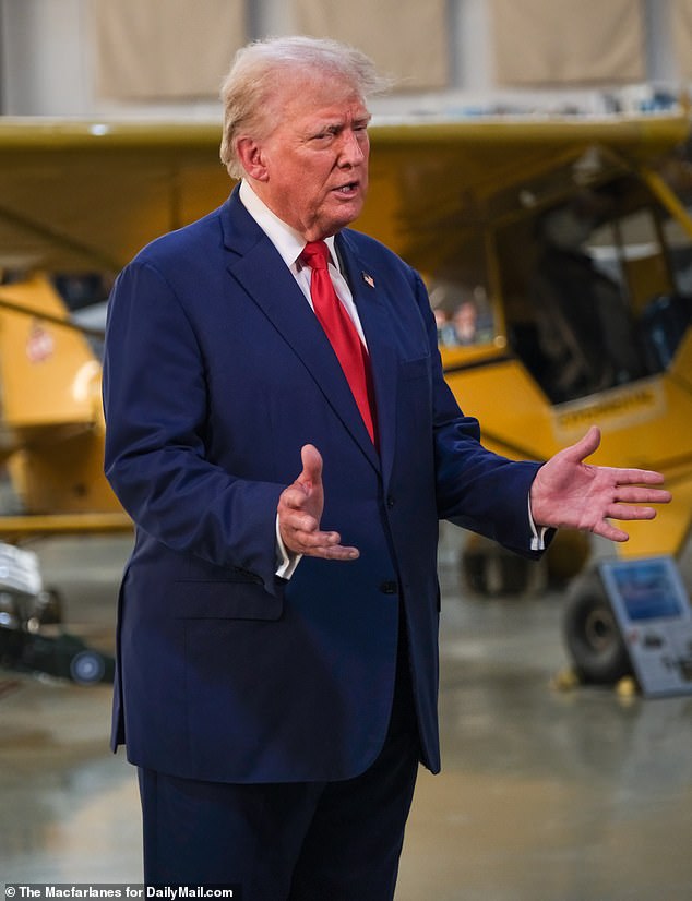 Former President Donald Trump spoke exclusively to DailyMail.com at the North Carolina Aviation Museum after finishing his first outdoor rally since being shot last month