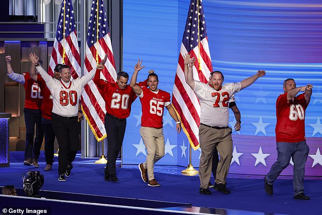 Former high school football players who Walz coached came out at the DNC to help nominate him for vice president