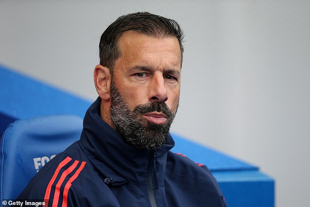 Former goal machine Ruud van Nistelrooy watched Saturday's game from the United dugout