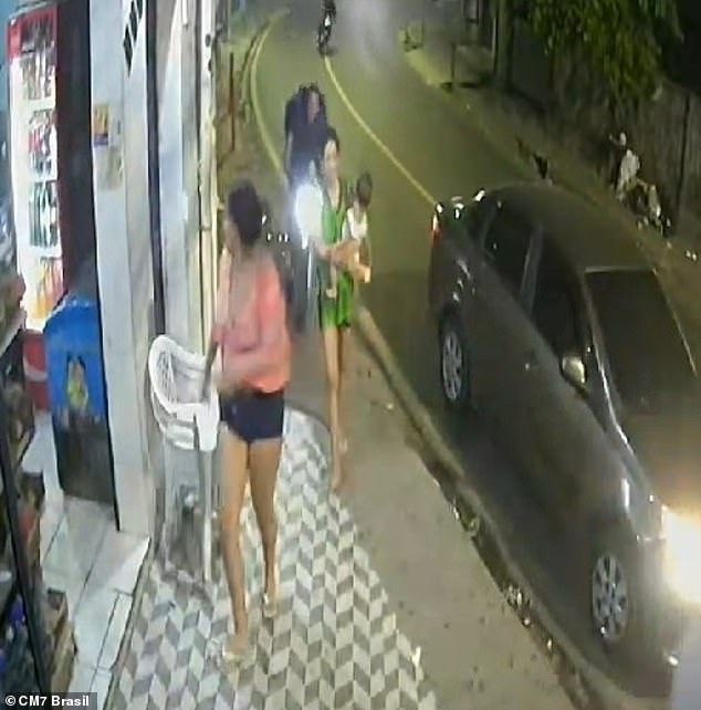 A delivery man riding a motorcycle ran over a woman and her baby on a sidewalk in Manaus, Brazil on Wednesday. The mother and the girl were treated for injuries at a local medical facility and discharged