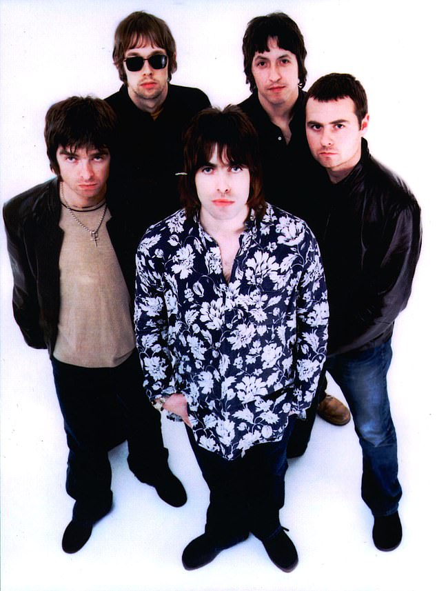 Oasis, back in their prime, played with a style and panache that elevated them above their peers. Left to right: Noel Gallagher, Andy Bell, Liam Gallagher, Gem and Alan White