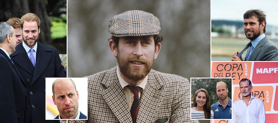 Hairy heirs! From Prince Charles' beard in 1976 to William's unshaven look in Olympic