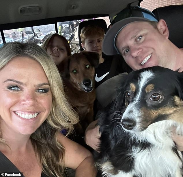 Kristin (pictured with her family and two dogs - but not with Aussie) says she is still heartbroken over the loss