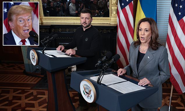 Kamala Harris hints Trump wants Ukraine to surrender and links him to Putin in