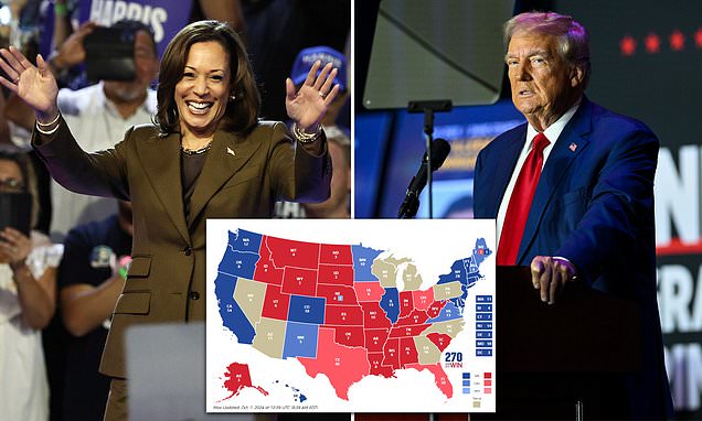 Where Trump and Harris stand with just ONE month to go in the seven battleground states