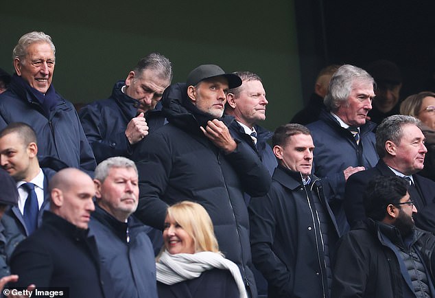 Thomas Tuchel was pictured watching on as Tottenham played host to Newcastle on Saturday in his first Premier League game as England boss