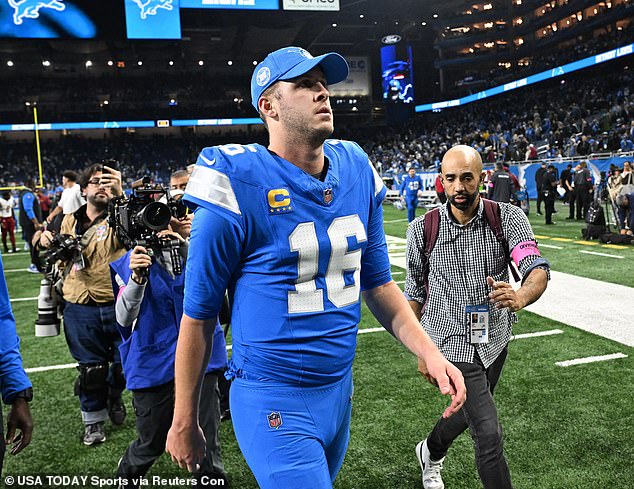 Jared Goff had a night to forget after throwing three picks and losing a fumble in the game