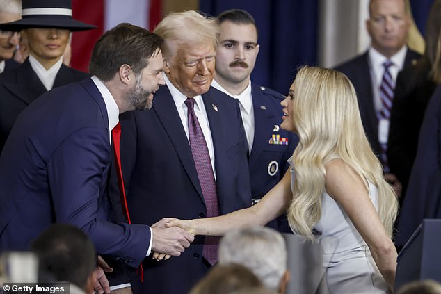 She was seen shaking hands with new VP JD Vance and Trump after the performance