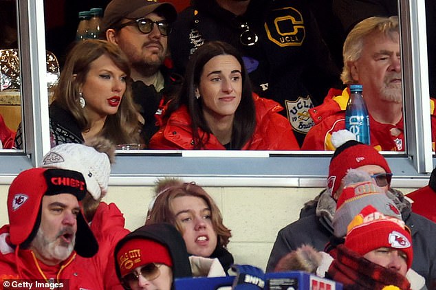 Swift watched the Chiefs-Texans playoff game with Caitlin Clark and Travis' father, Ed Kelce