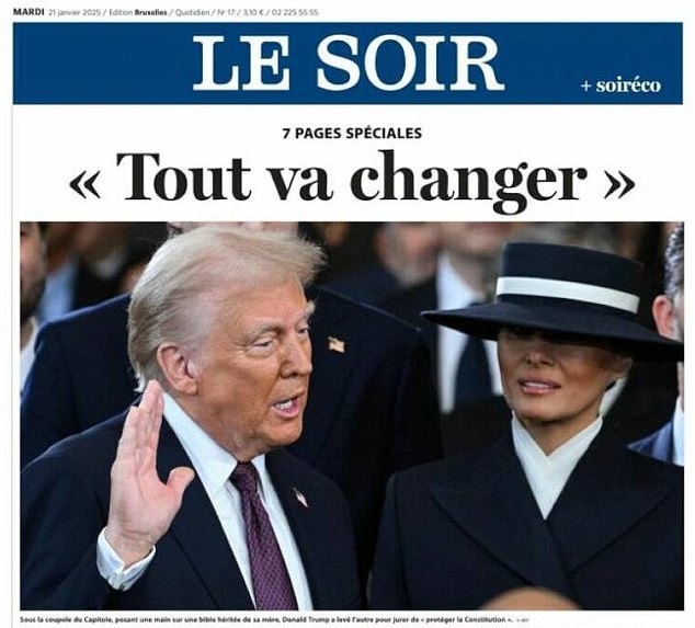 Le Soir, in France, went with 'Everything is going to change'