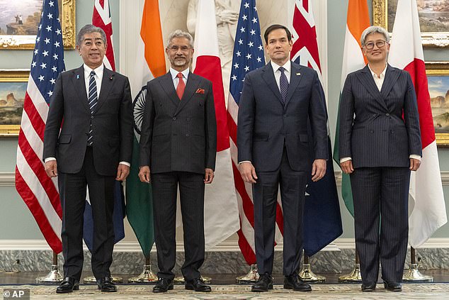 In addition to meeting Mr Rubio, Senator Wong has also met with other leaders of 'the Quad': India's external Affairs Minister Dr Subrahmanyam Jaishankar and Japanese Foreign Minister Iwaya Takeshi (pictured)