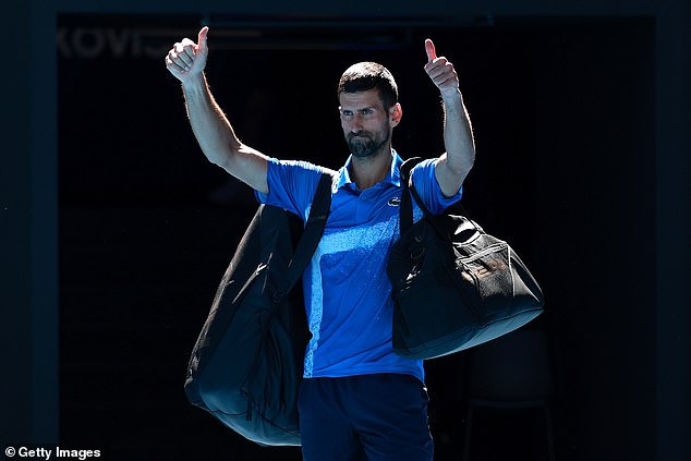 Some fans booed Djokovic (pictured gesturing to the crowd as he walked from centre court) - with Zverev defending the tennis icon and admonishing the spectators afterwards