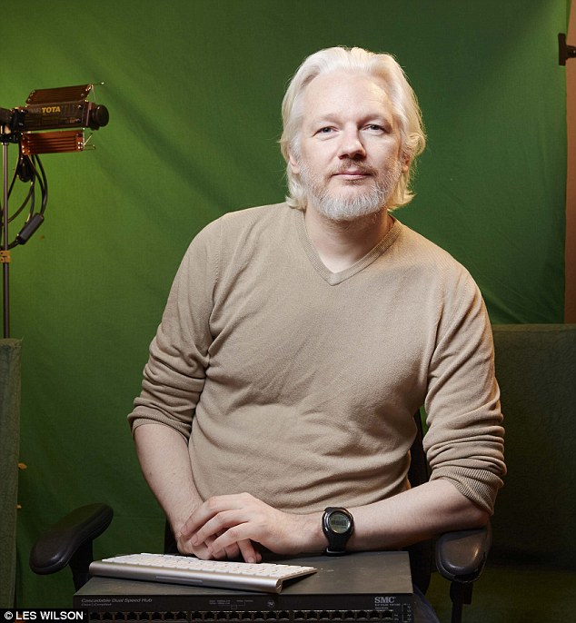 Listening device: Julian Assange pictured inside the Ecuadorian Embassy in London