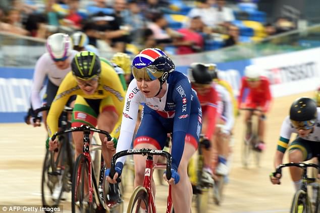 Archibald sets the pace during the omnium tempo race at the championships in Hong Kong