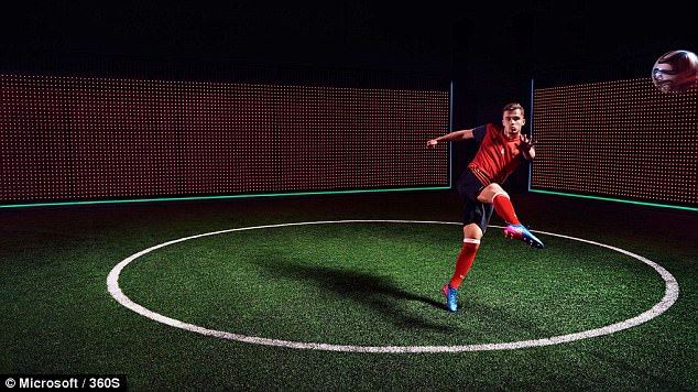 Sport Lisboa e Benfica - one of Portugal's most historic and successful clubs - has some of the world's most advanced sporting data systems at its youth academy 'Caixa Futebol Campus', including the 360S training lab (pictured) kitted with LED lights and football canons