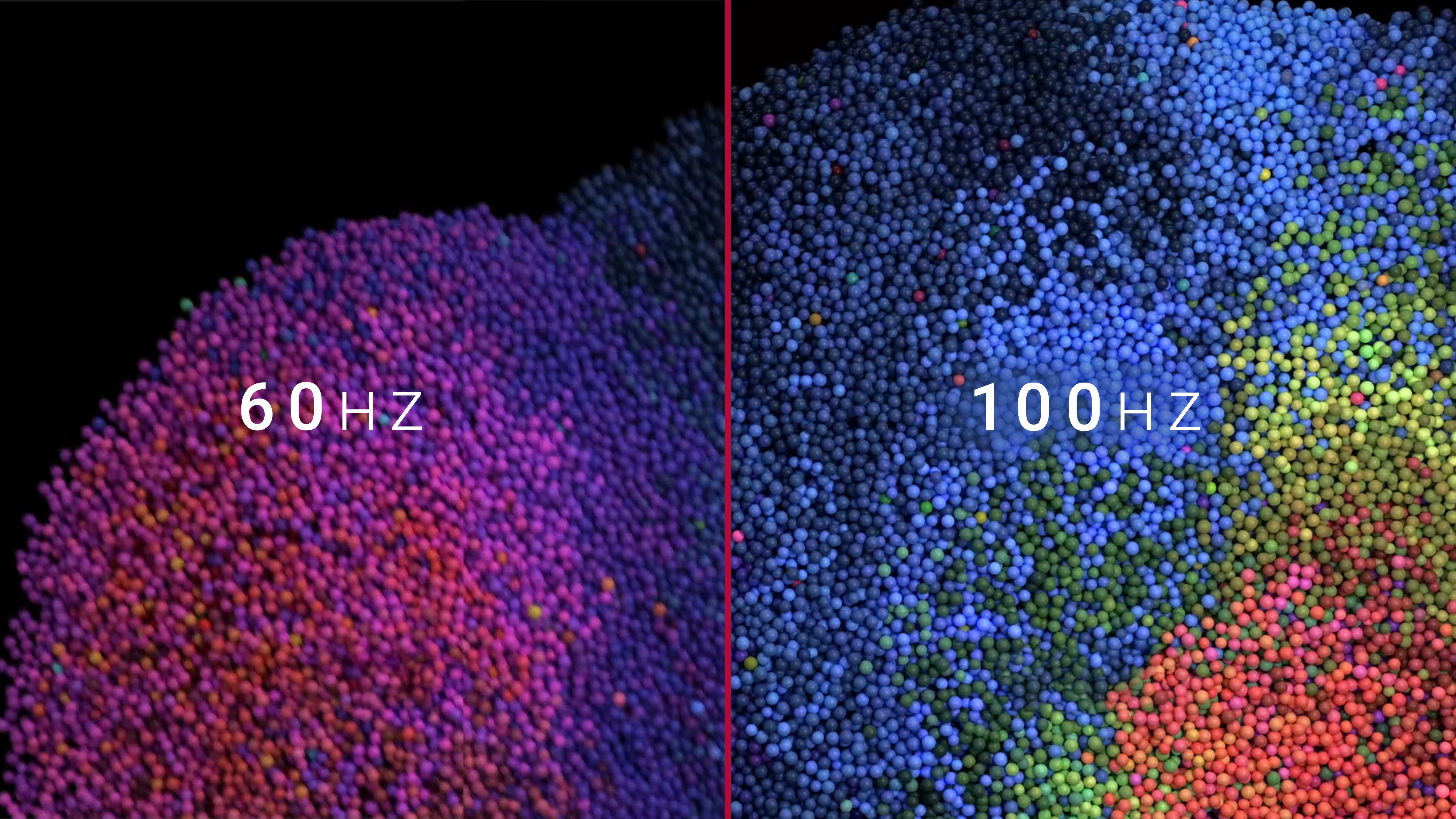 比較 60Hz 顯示器與 100Hz 顯示器