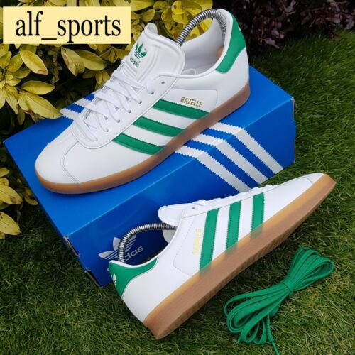 ❤ BNWB & Genuine adidas originals ® Gazelle Trainers White & Green UK Size 6.5