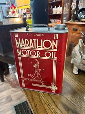 Rare Vintage Marathon Motor Oil 2 Gallon Oil Can Empty