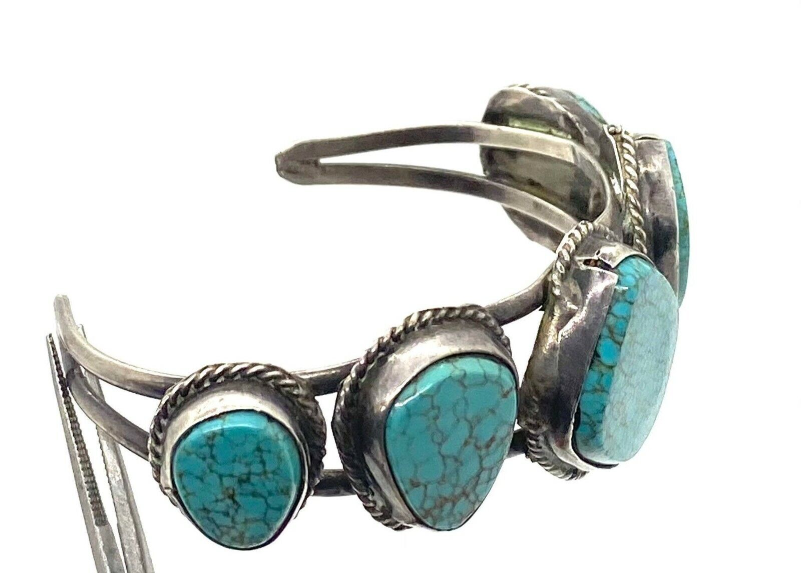 Old Pawn Navajo Vintage Antique Silver Turquoise … - image 3