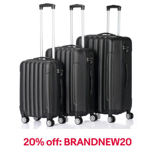 20"24"28" Trolley Case 3-Piece Hardside Lightweight Spinner Luggage Bag Set TSA