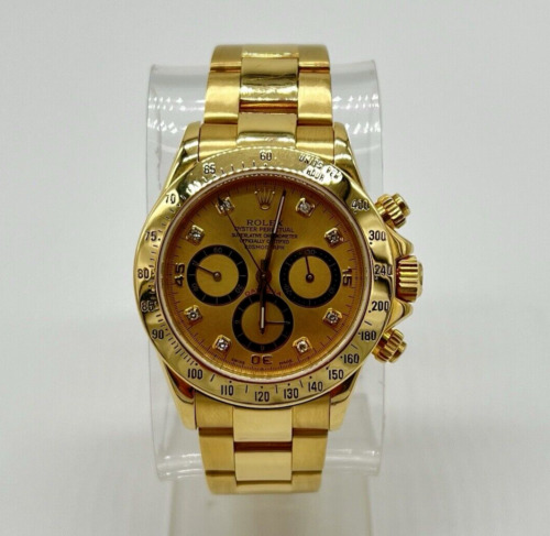 Rolex Zenith Daytona 18k Yellow Gold and Diamond Inverted 6 Dial 16528 Watch