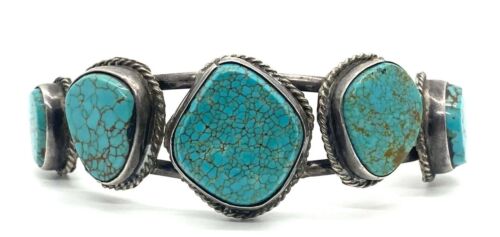 Old Pawn Navajo Vintage Antique Silver Turquoise … - image 1