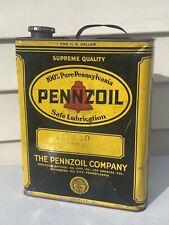 Vintage 1930s Pennzoil 1 Gallon Motor Oil Can - RARE - FULL - NO RESERVE -