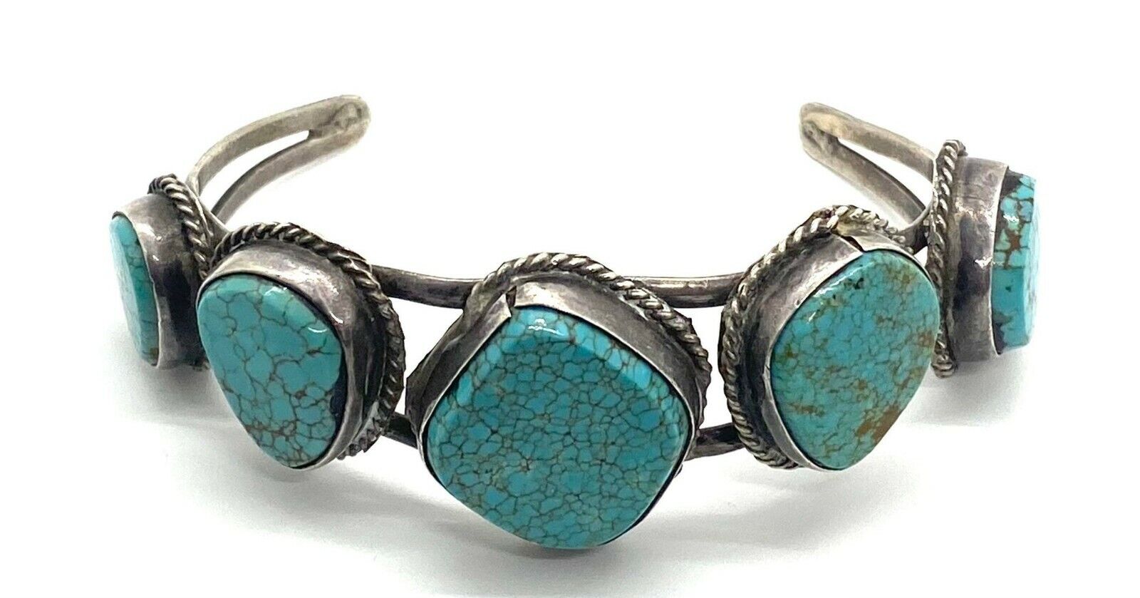 Old Pawn Navajo Vintage Antique Silver Turquoise … - image 4