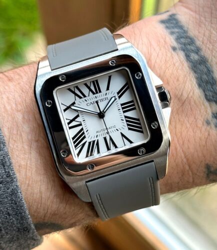 Cartier Santos 100 Xl Ref. 2656 Stunning + Original Papers & Brown Croc Strap