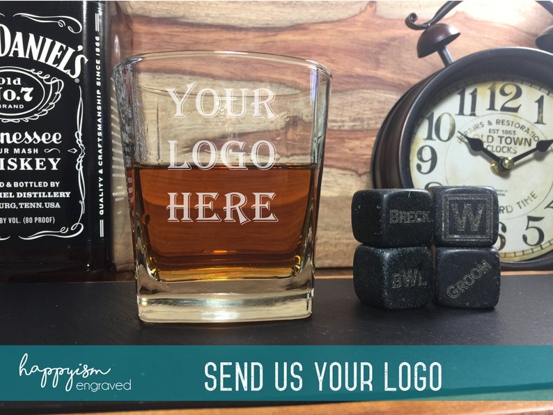 Custom Business Logo Whiskey Glass Engraved Logo Glass | Etsy