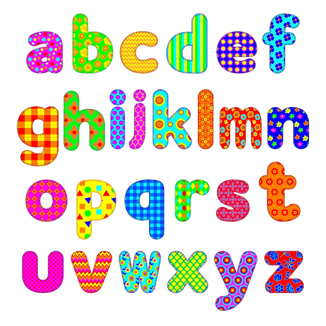 Alphabet Clipart Colorful Alphabet Letter Clip Art Upper and - Etsy UK