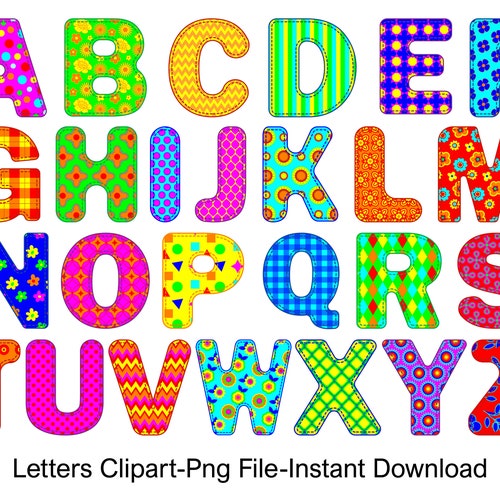 Alphabet Clipart Colorful Alphabet Letters Clip Art Colorful - Etsy