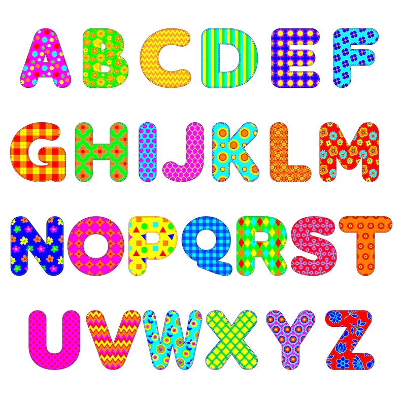 Alphabet Clipart Colorful Alphabet Letter Clip Art Upper and - Etsy UK