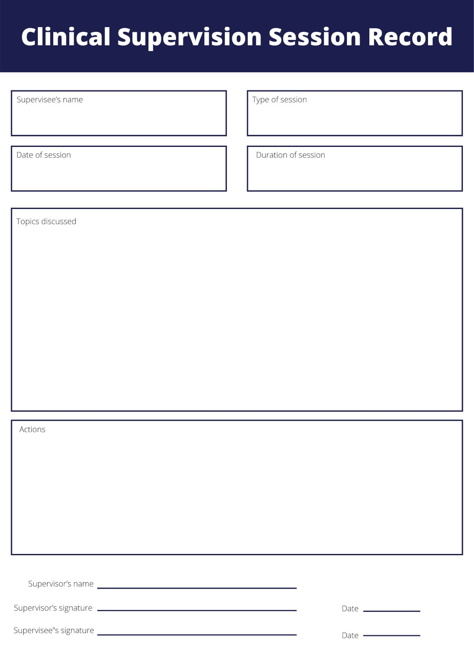 Printable Supervision Template