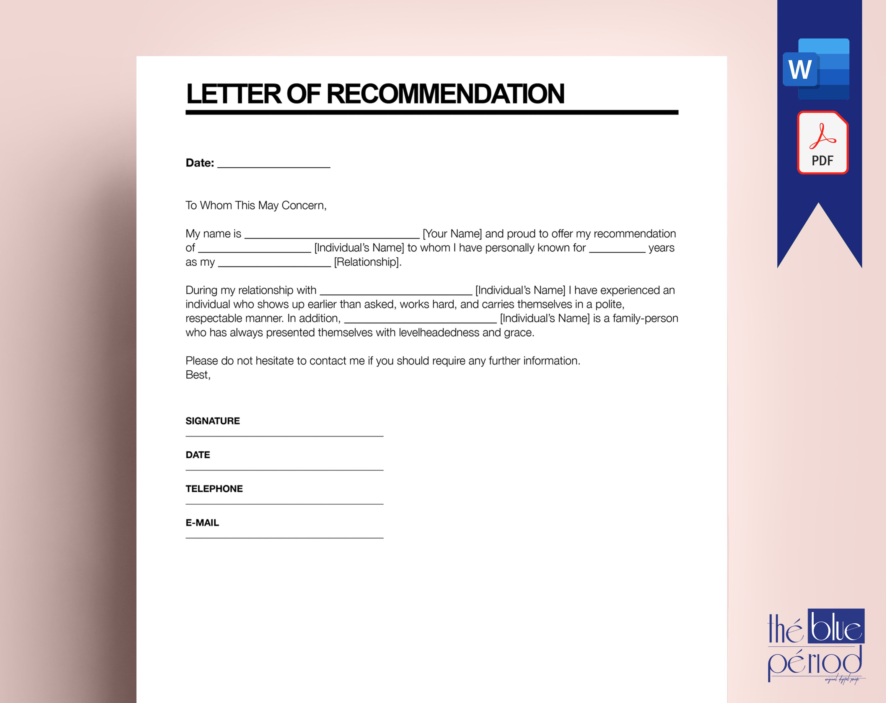 Editable Letter of Recommendation - Etsy